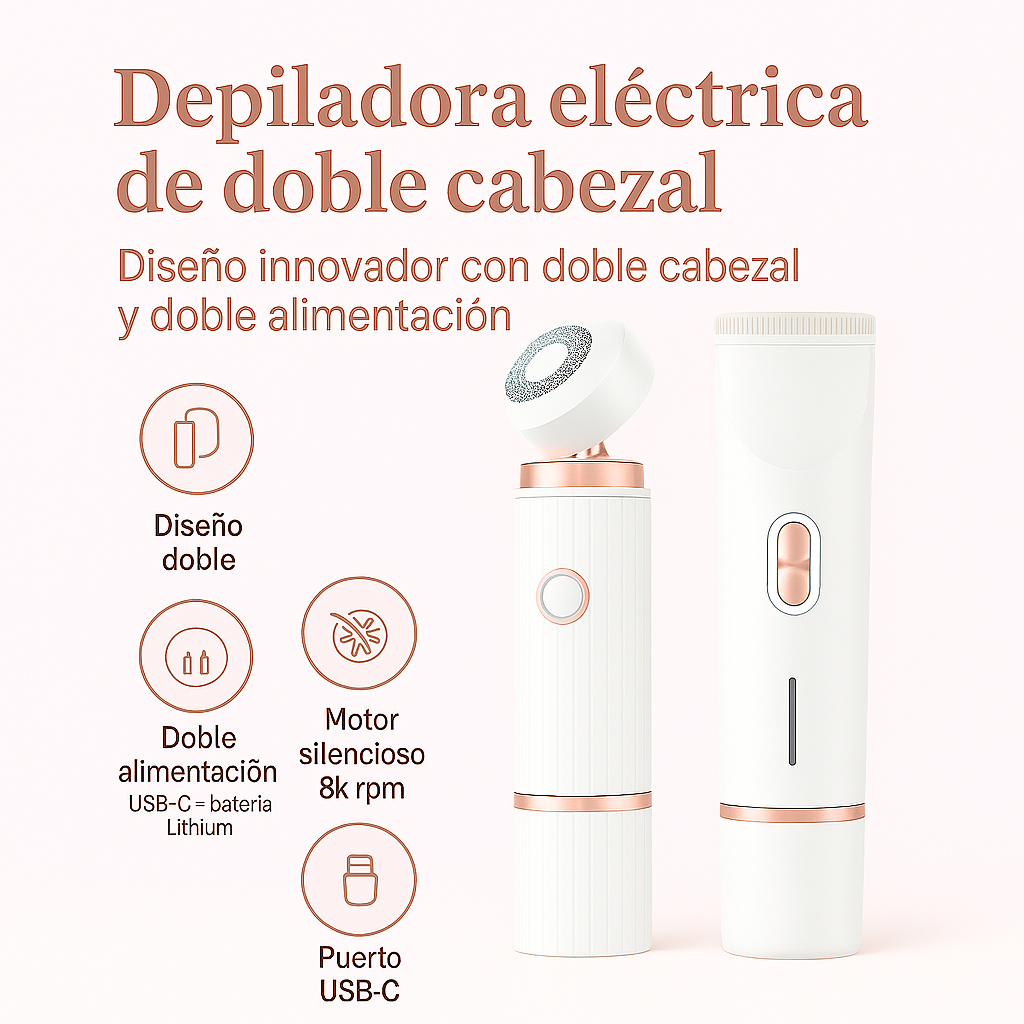 LYORA® - Depiladora Portátil Con Dos Cabezales